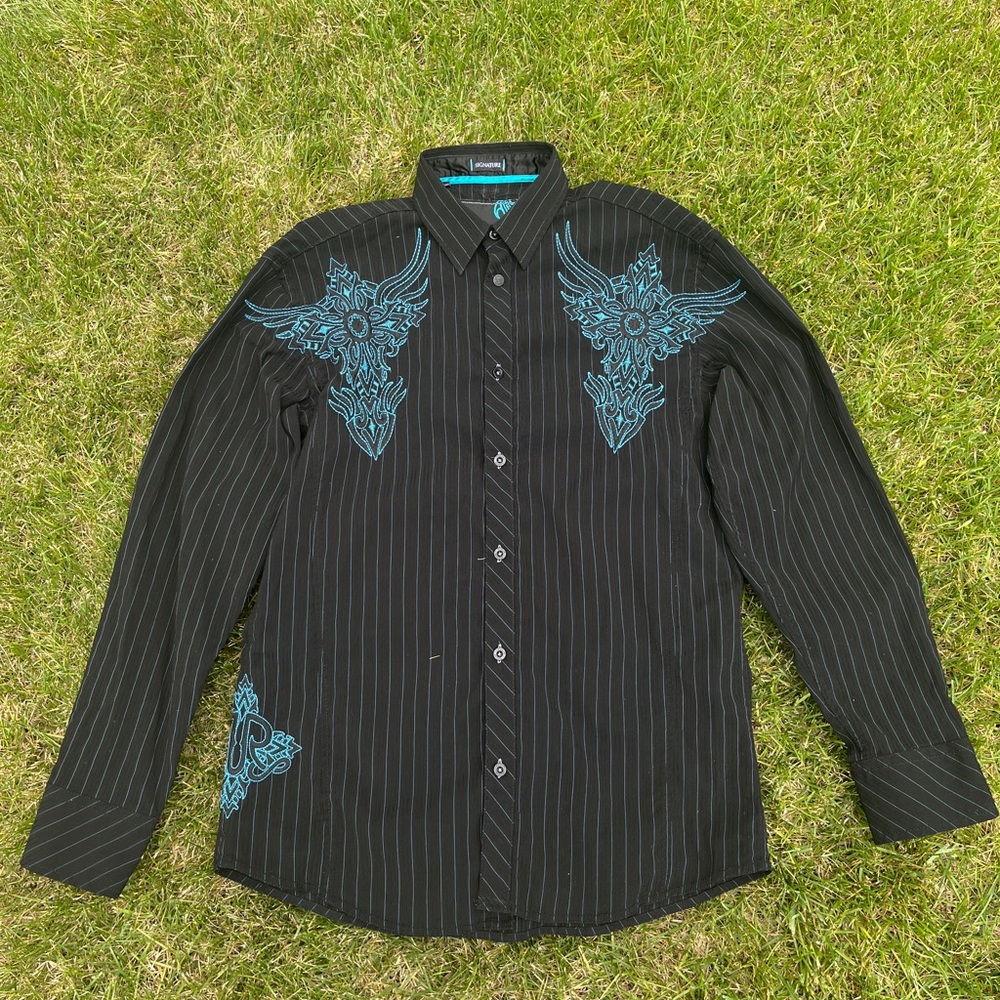 Roar Black Shirt with Teal Embroidery